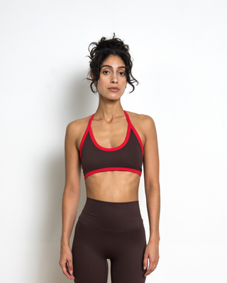 The 90s Halter Neck Bra- Espresso/Cherry