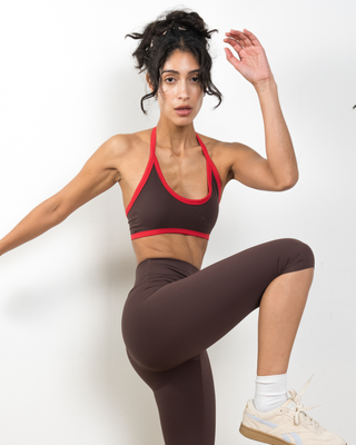 The 90s Halter Neck Bra- Espresso/Cherry