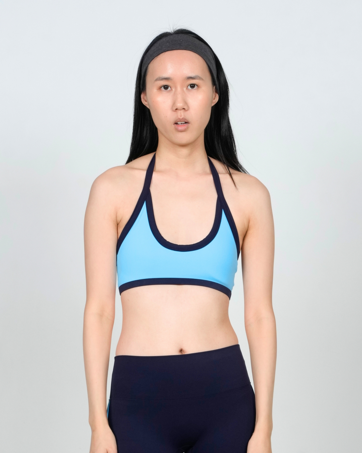 The 90s Halter Neck Bra - Lake Blue/Navy