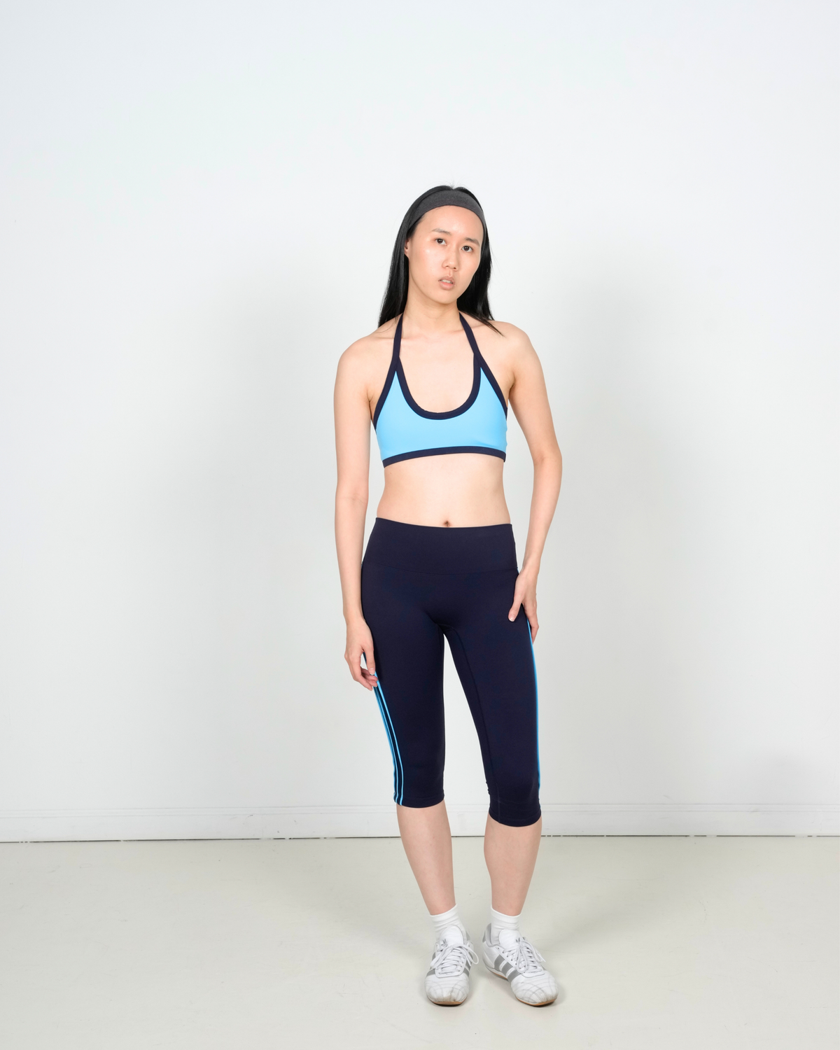 The 90s Halter Neck Bra - Lake Blue/Navy