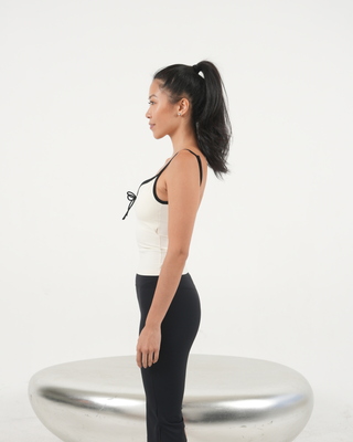 The 90s Bow Top - Ivory/Black