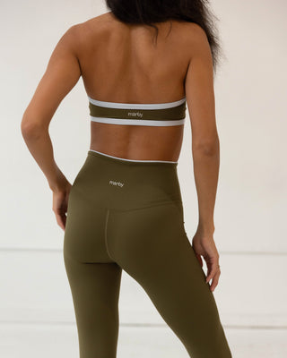 The 90s Halter Neck Bra- Olive/Slate