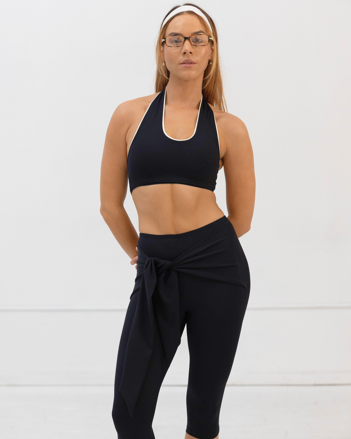 Tie Around Capri Leggings - Black