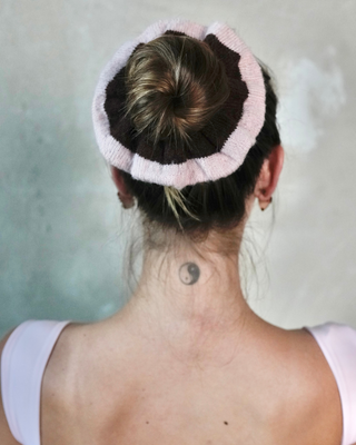 Knitted Jumbo Scrunchie - Pink/Espresso