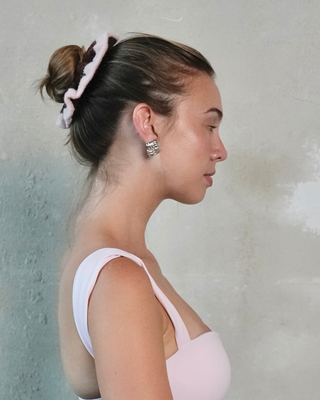 Knitted Jumbo Scrunchie - Pink/Espresso