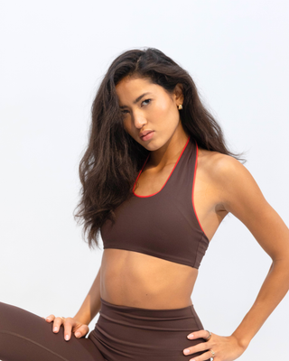 The Flatter Halter - Espresso/Cherry