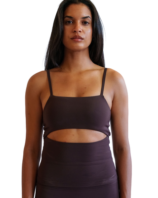 City Split Top - Brown/Slate Blue