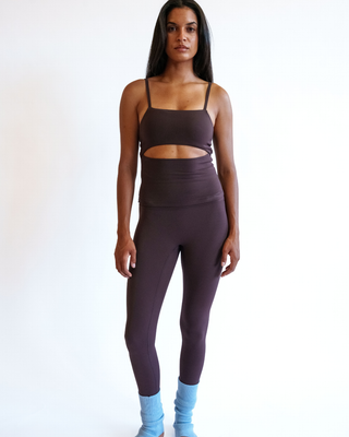 City Split Top - Brown/Slate Blue