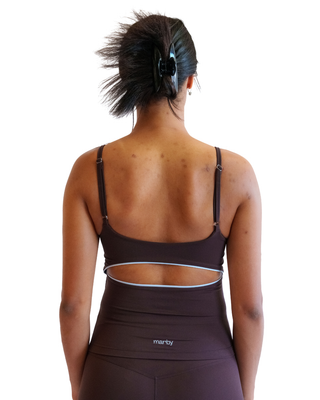 City Split Top - Brown/Slate Blue